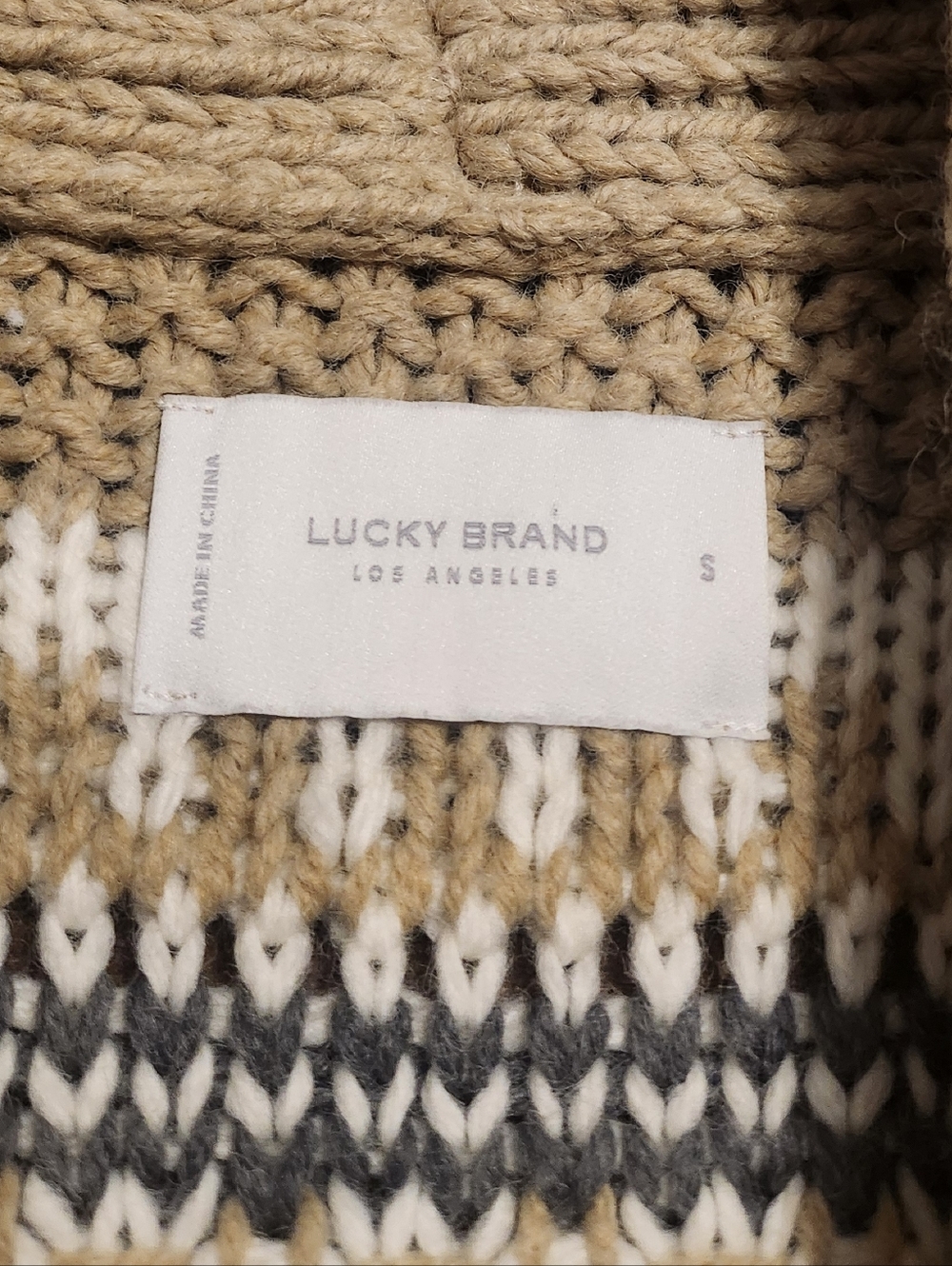 Lucky Brand Womens Size S Tribal Print Cardigan Chunky Sweater Wool Blend - Picture 4 of 5